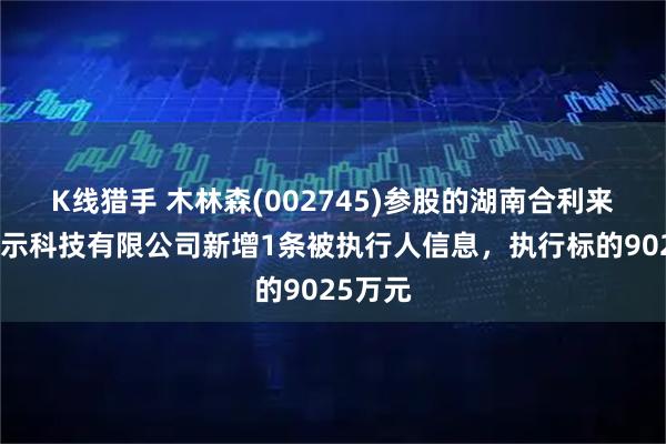 K线猎手 木林森(002745)参股的湖南合利来智慧显示科技有限公司新增1条被执行人信息,执行标的9025万元